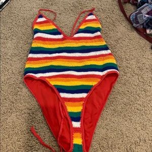 Crochet rainbow bodysuit